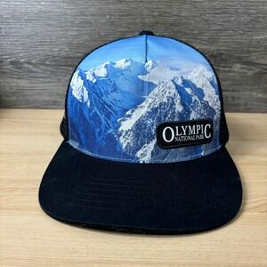 Olympic National Park Hat Cap Snap Back Black Blue Outdoors One Size Adjustable
